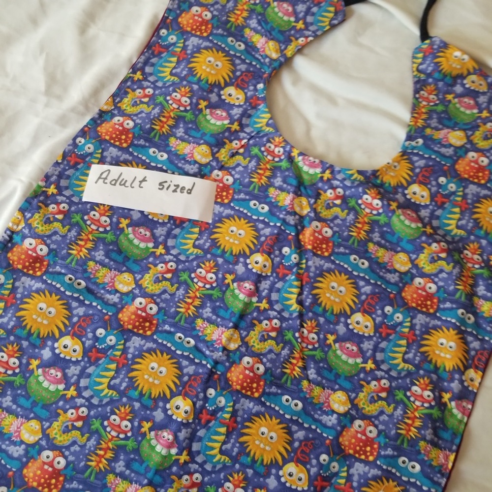 Colorful Cartoon sea creatures Print Adult Bib